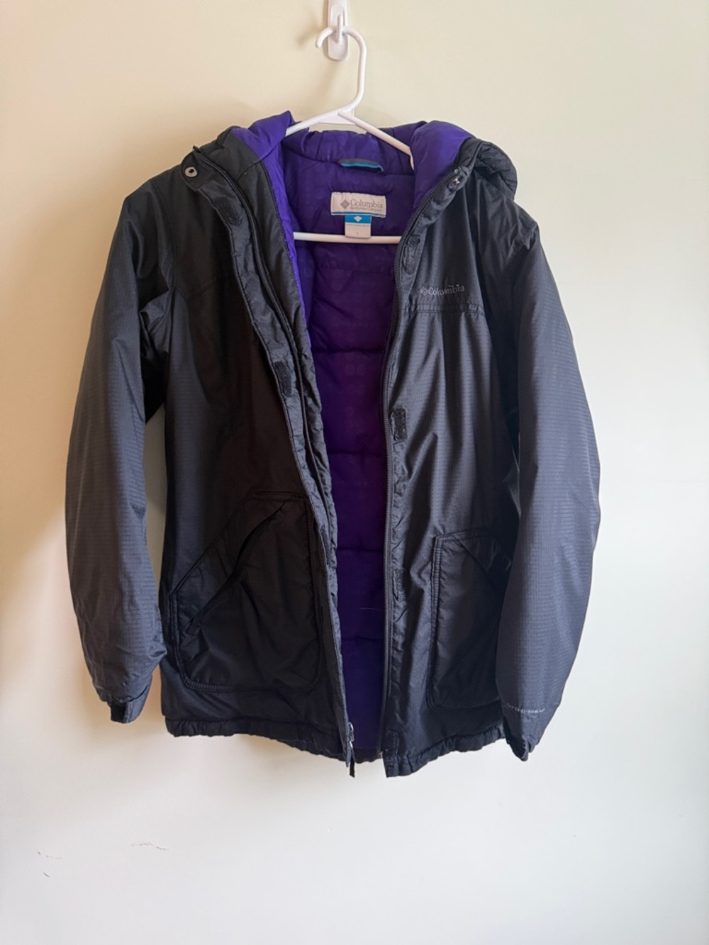 Columbia Kids Black Jacket with Purple Lining